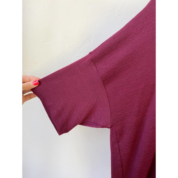 GAP Women's Maroon Cowl Neck Quarter Sleeve Hi-Low Hem Pullover Top size S - Picture 6 of 8